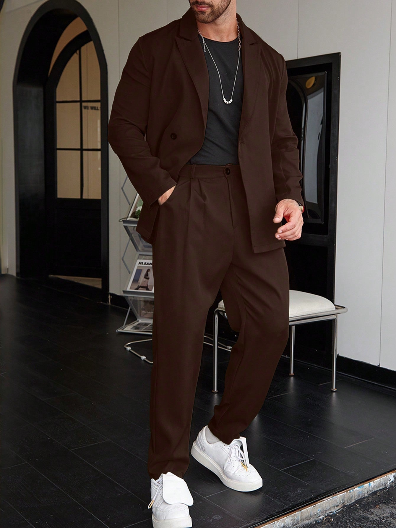Luca Vantrell | Men's Solid Black Two-Piece Suit