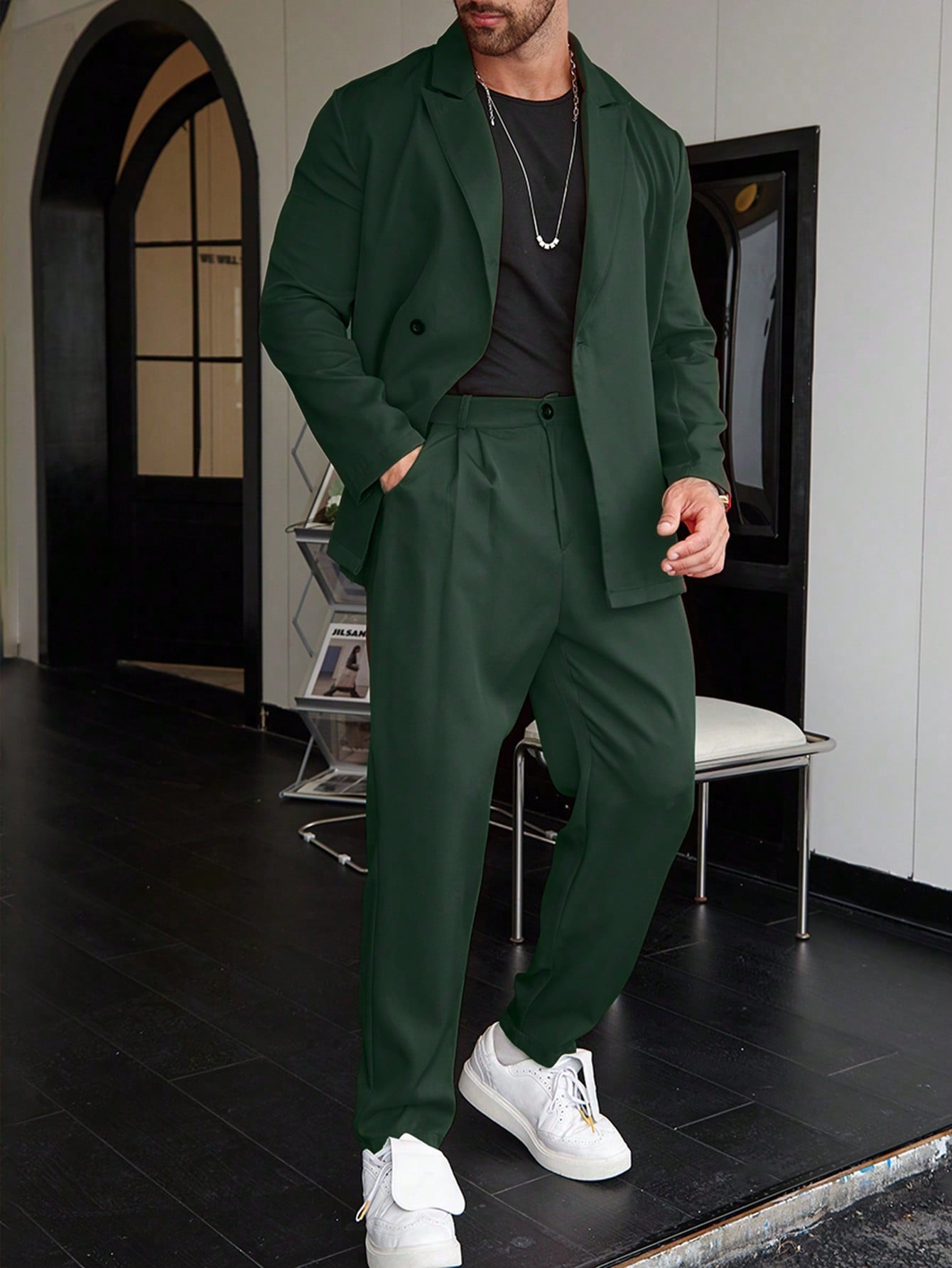 Luca Vantrell | Men's Solid Black Two-Piece Suit