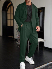 Luca Vantrell | Men's Solid Black Two-Piece Suit