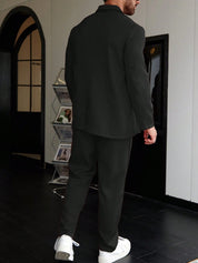 Luca Vantrell | Men's Solid Black Two-Piece Suit