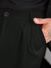 Luca Vantrell | Men's Solid Black Two-Piece Suit
