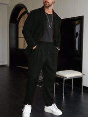 Luca Vantrell | Men's Solid Black Two-Piece Suit