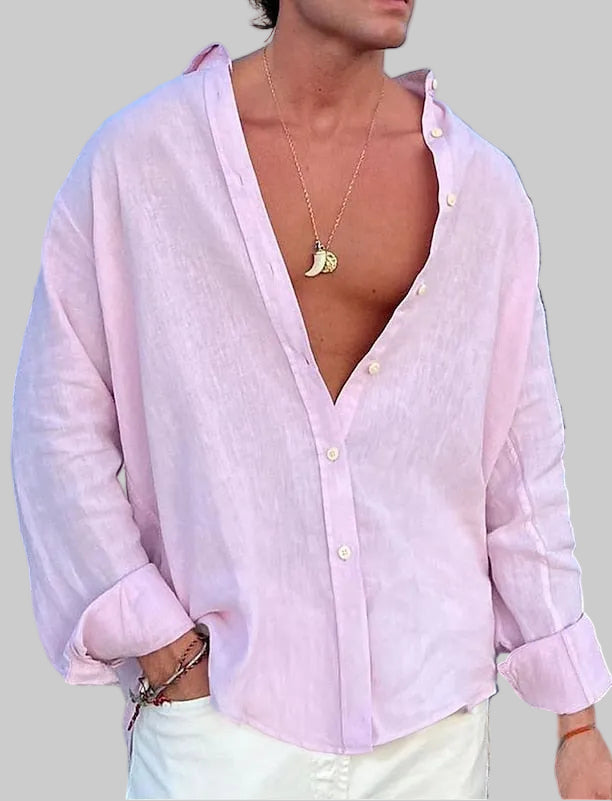 Lucien Moreau | Relaxed Linen Button Shirt For Men
