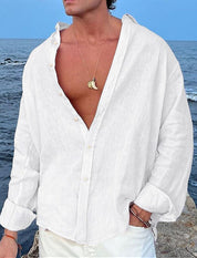 Lucien Moreau | Relaxed Linen Button Shirt For Men