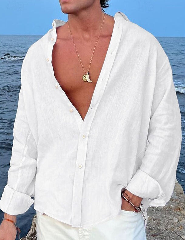 Lucien Moreau | Relaxed Linen Button Shirt For Men