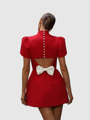 Lucinda Moreau | Red High Neck Mini Dress