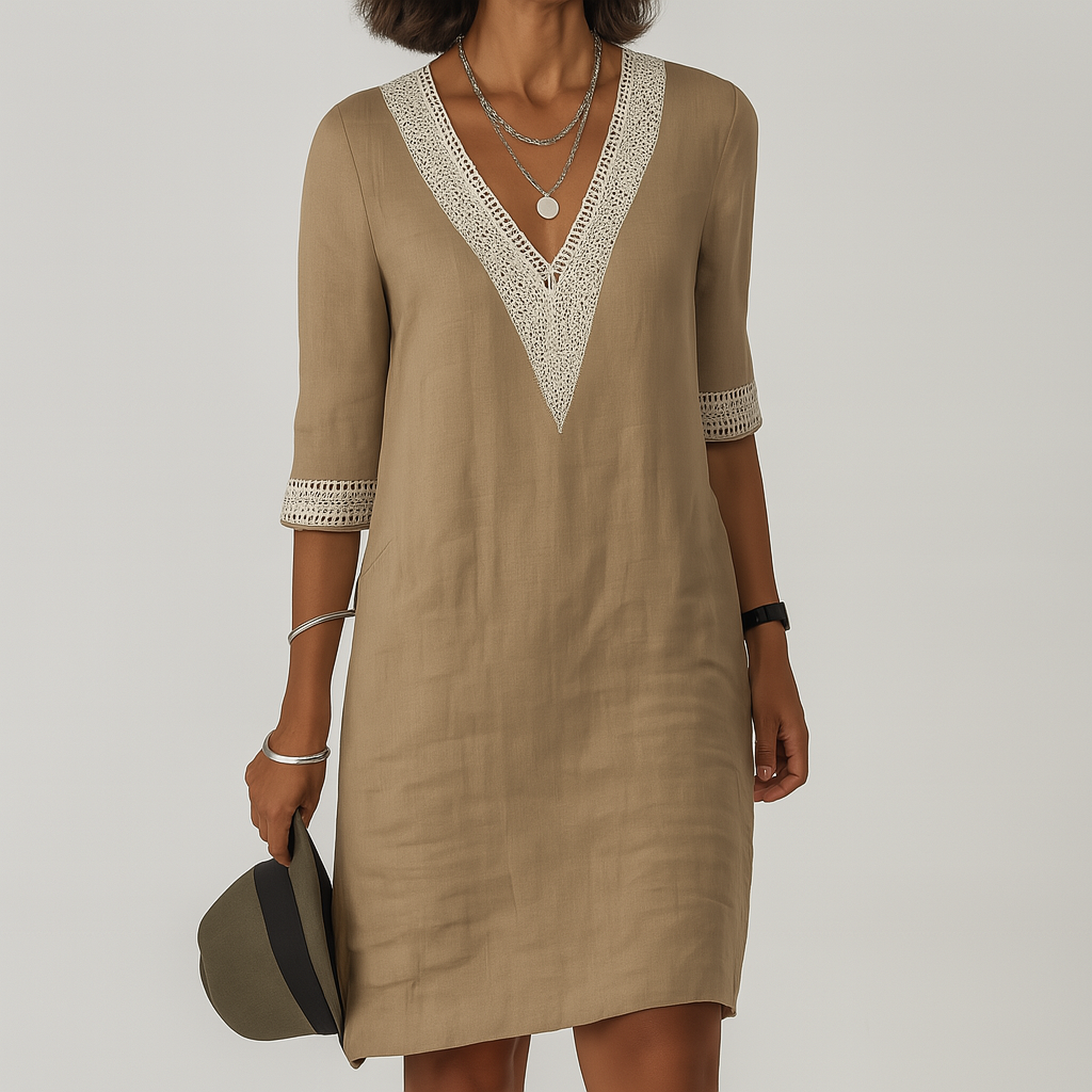 Lucy Woodward | Crochet Trim V-Neck Dress