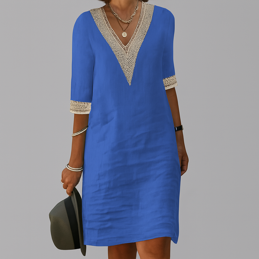 Lucy Woodward | Crochet Trim V-Neck Dress