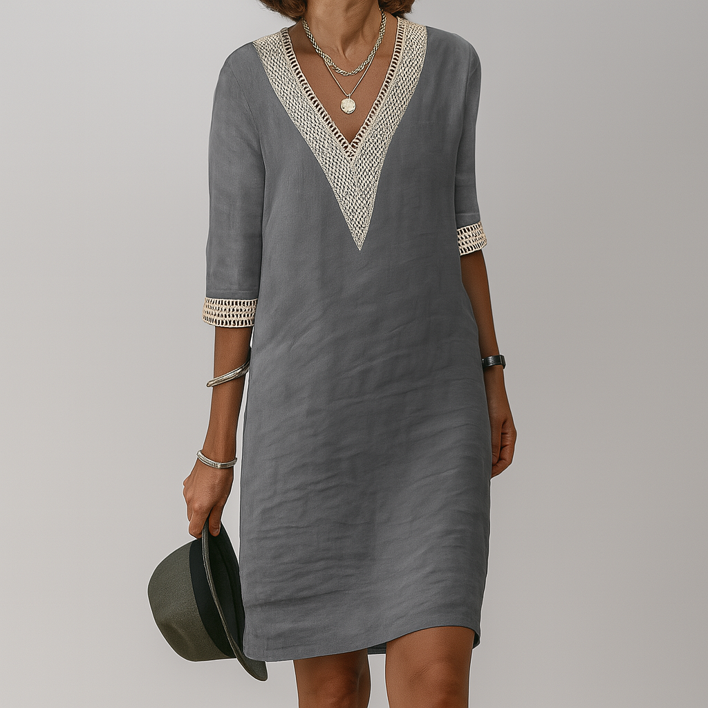 Lucy Woodward | Crochet Trim V-Neck Dress