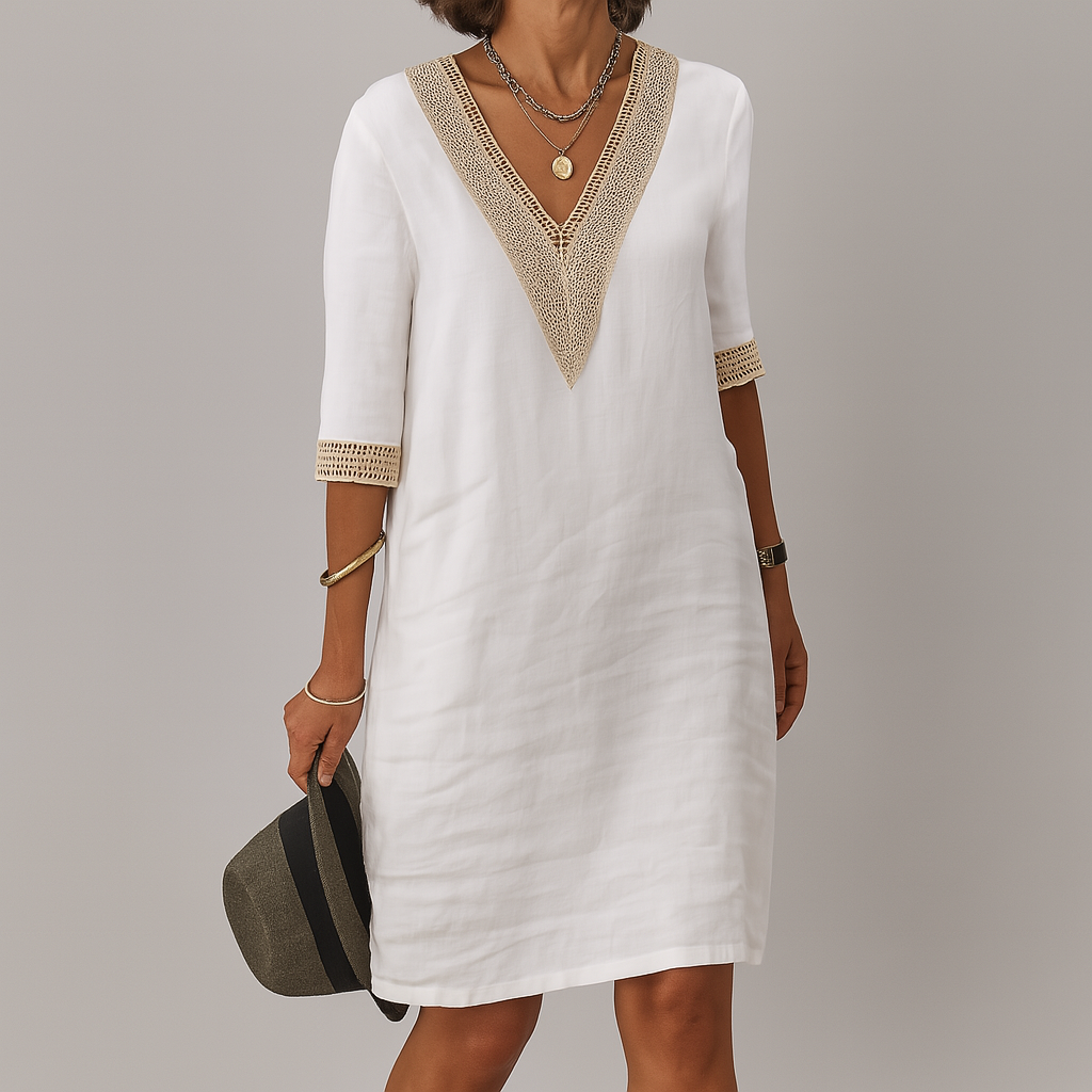 Lucy Woodward | Crochet Trim V-Neck Dress