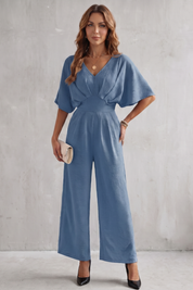 Georgiana Cooper | Burgundy Batwing Wide-Leg Jumpsuit