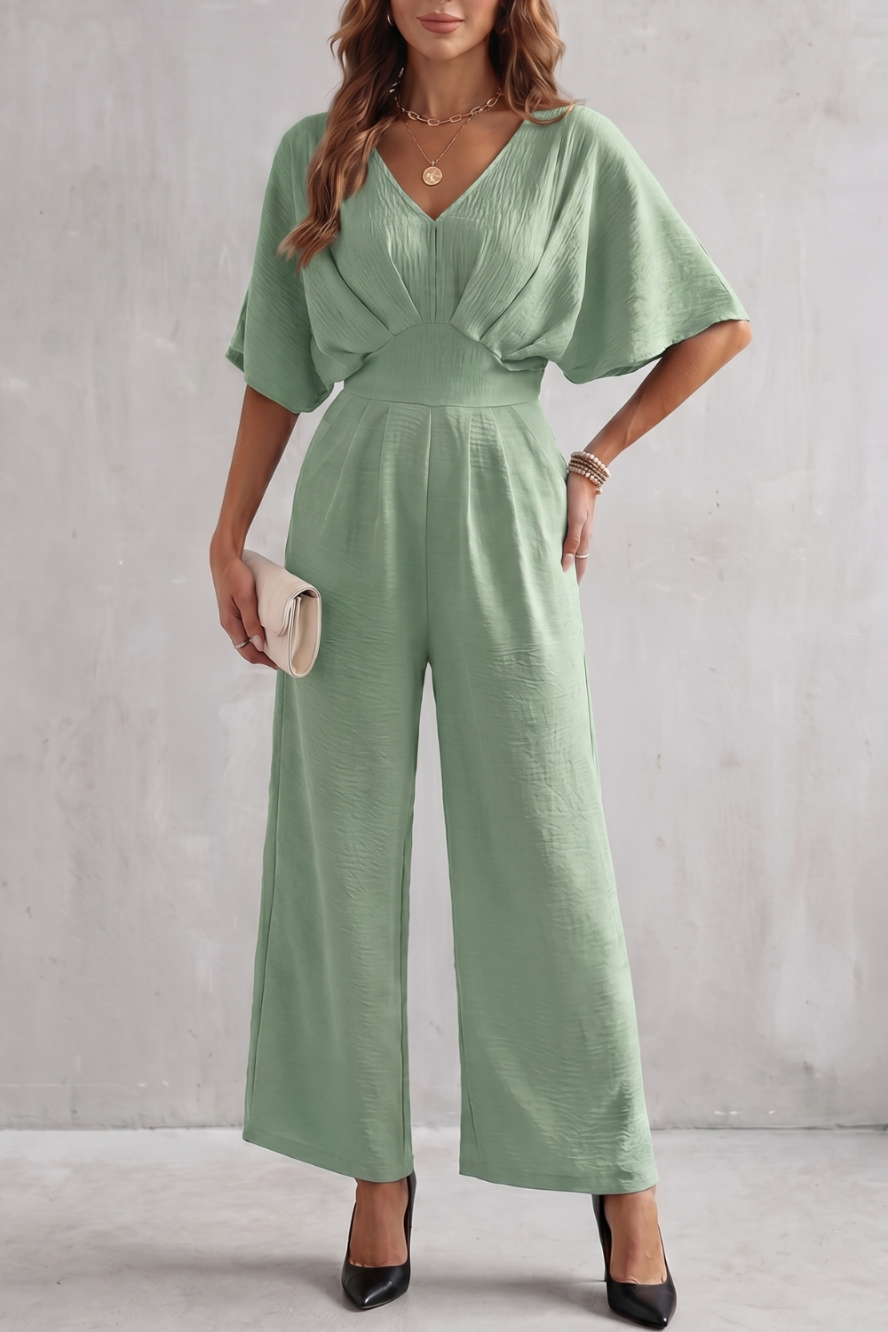 Georgiana Cooper | Burgundy Batwing Wide-Leg Jumpsuit