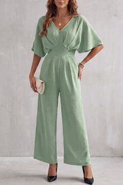 Georgiana Cooper | Burgundy Batwing Wide-Leg Jumpsuit