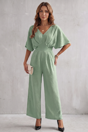 Georgiana Cooper | Burgundy Batwing Wide-Leg Jumpsuit