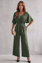Georgiana Cooper | Burgundy Batwing Wide-Leg Jumpsuit