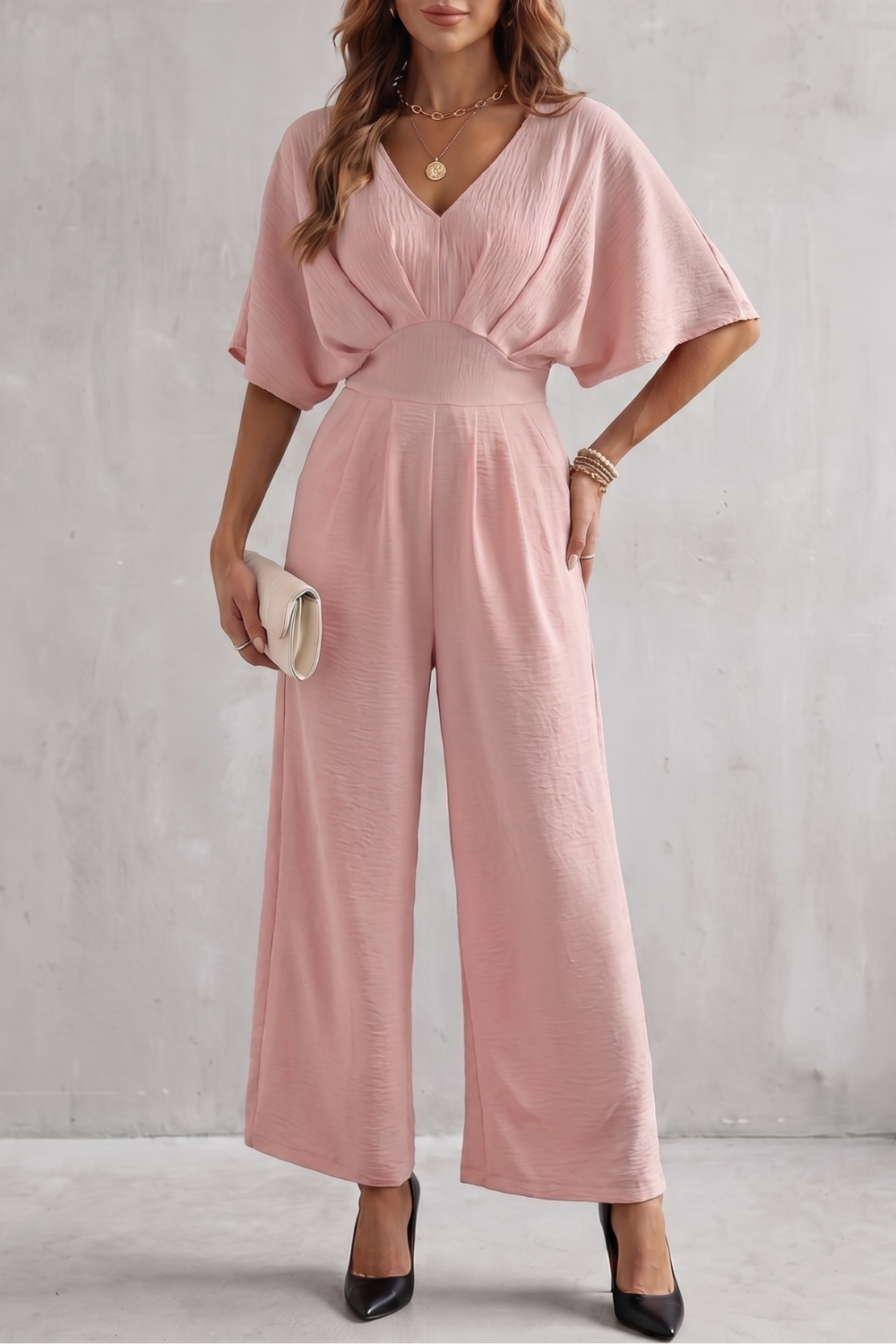 Georgiana Cooper | Burgundy Batwing Wide-Leg Jumpsuit