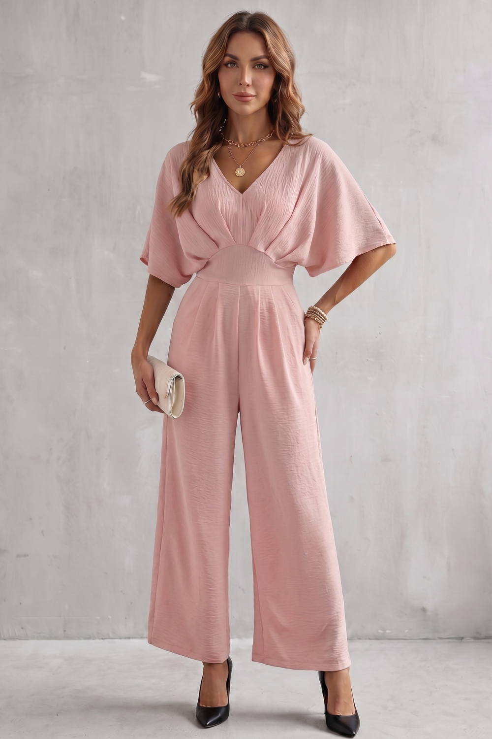Georgiana Cooper | Burgundy Batwing Wide-Leg Jumpsuit