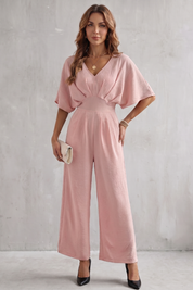 Georgiana Cooper | Burgundy Batwing Wide-Leg Jumpsuit