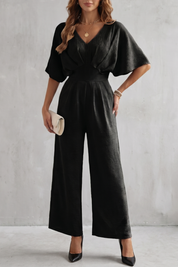 Georgiana Cooper | Burgundy Batwing Wide-Leg Jumpsuit