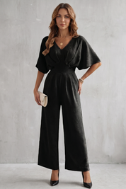 Georgiana Cooper | Burgundy Batwing Wide-Leg Jumpsuit