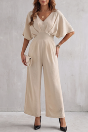 Georgiana Cooper | Burgundy Batwing Wide-Leg Jumpsuit