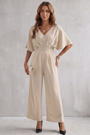 Georgiana Cooper | Burgundy Batwing Wide-Leg Jumpsuit
