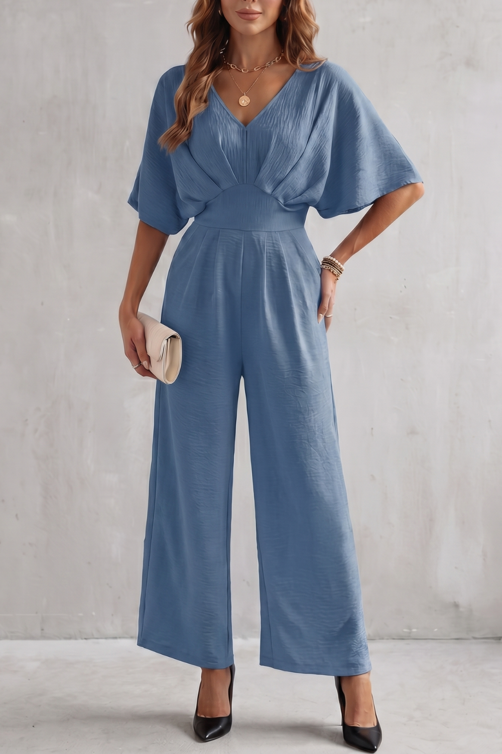 Georgiana Cooper | Burgundy Batwing Wide-Leg Jumpsuit