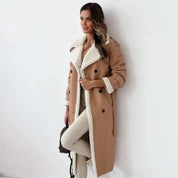 Isabella Laurent | Premium Sherpa-Lined Long Coat For Women