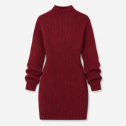 Lydia Barrett | Ribbed Turtleneck Knit Mini Dress