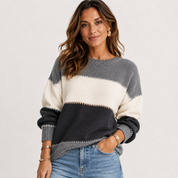 Lydia Chambers | Colour Block Knit Sweater with Cable Detail