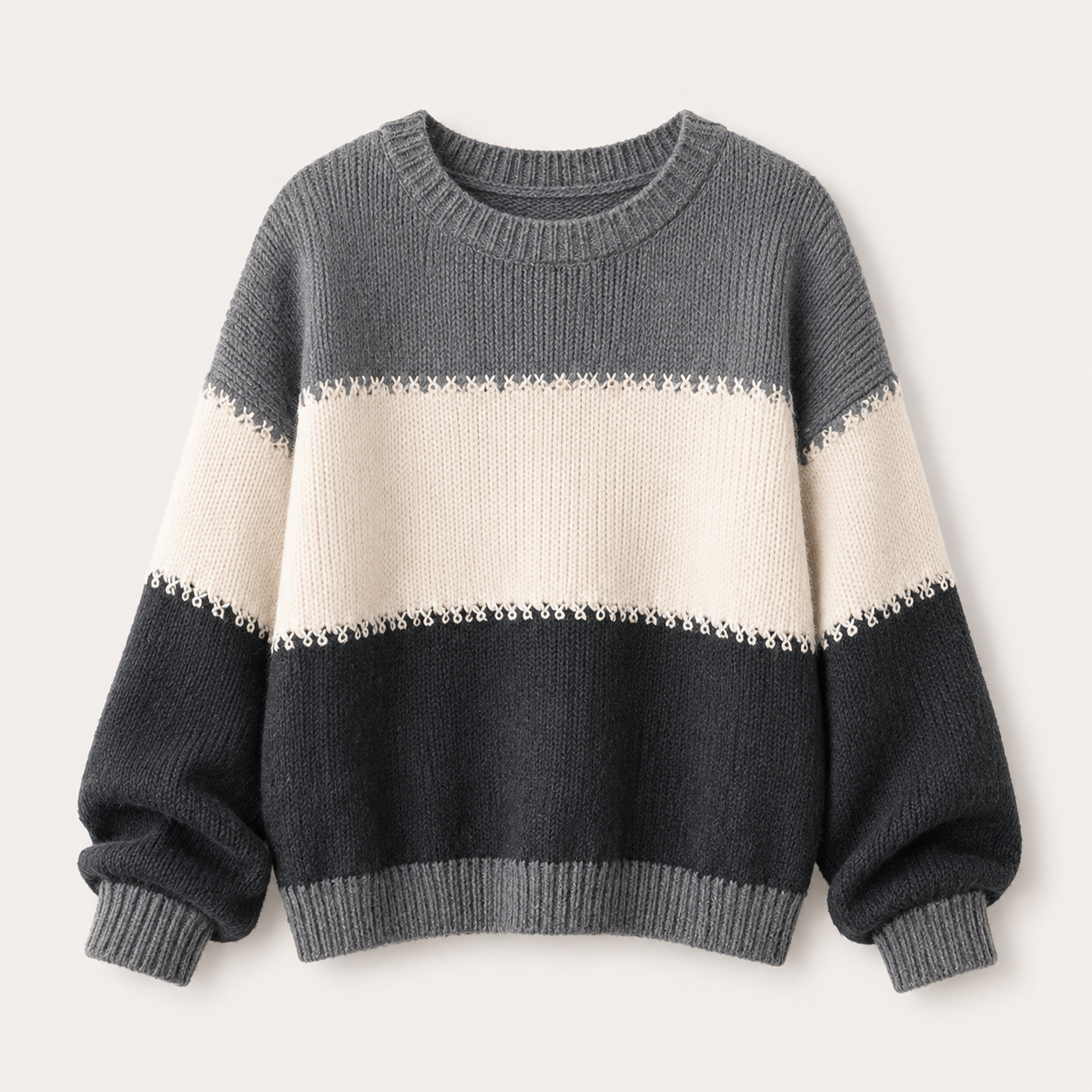 Lydia Chambers | Colour Block Knit Sweater with Cable Detail