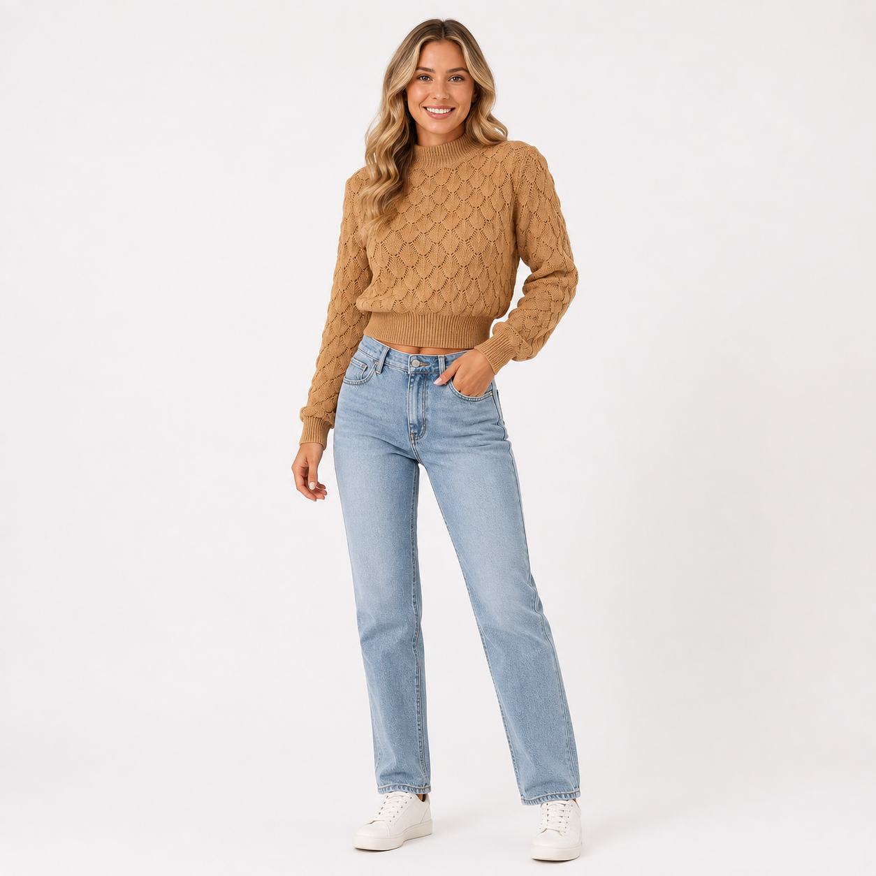 Lydia Thomas | Diamond Knit Cropped Jumper