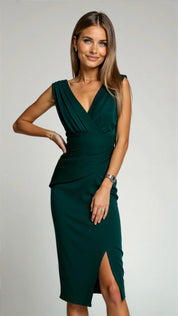 Madeleine Belgrave | Women’s Sleeveless Midi Dress with V-Neck and Side Slit – Elegant Style