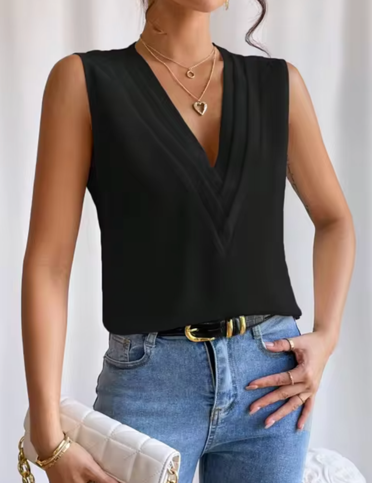 Marceline Fairfax | Elegant V-Neck Sleeveless Blouse for Women