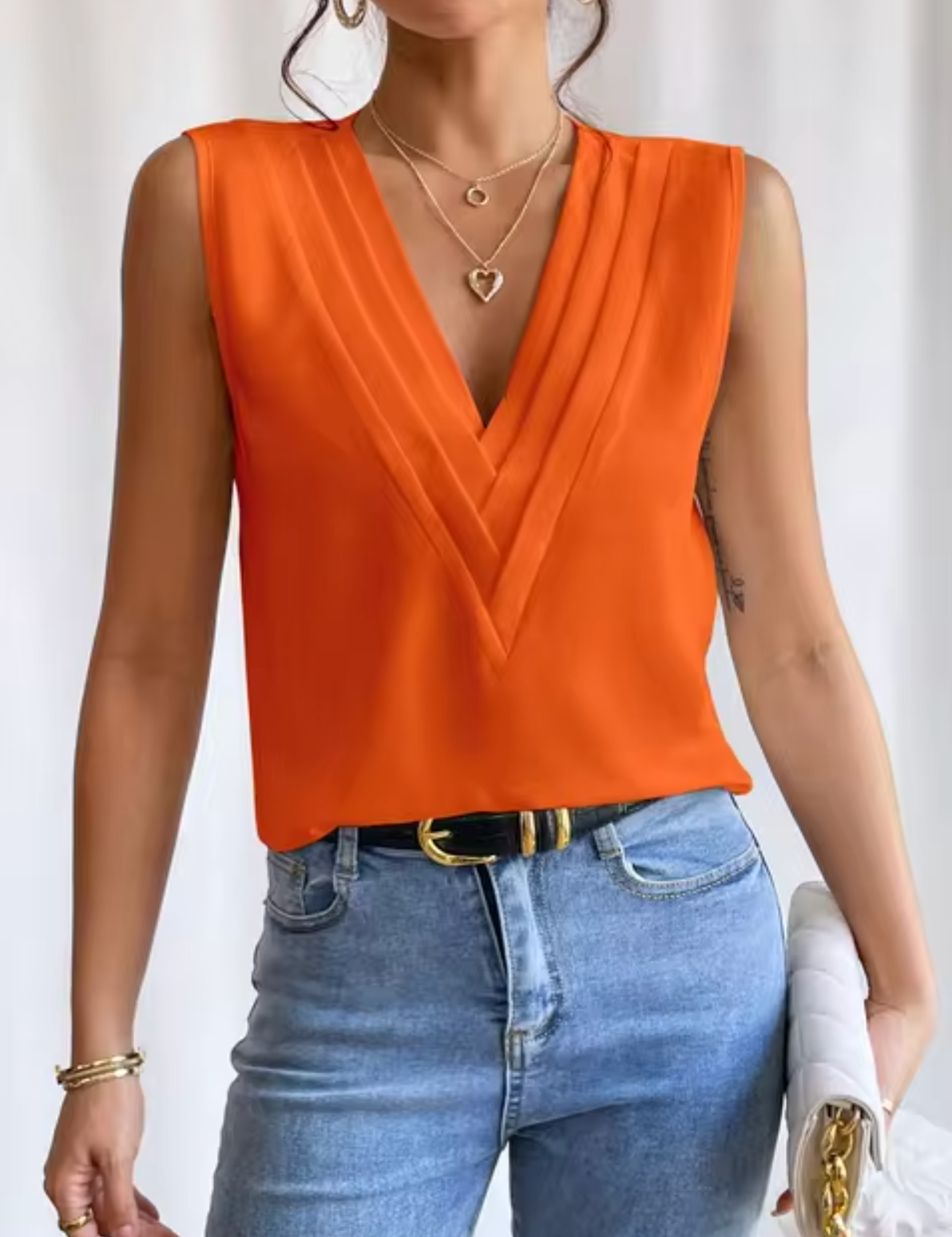 Marceline Fairfax | Elegant V-Neck Sleeveless Blouse for Women