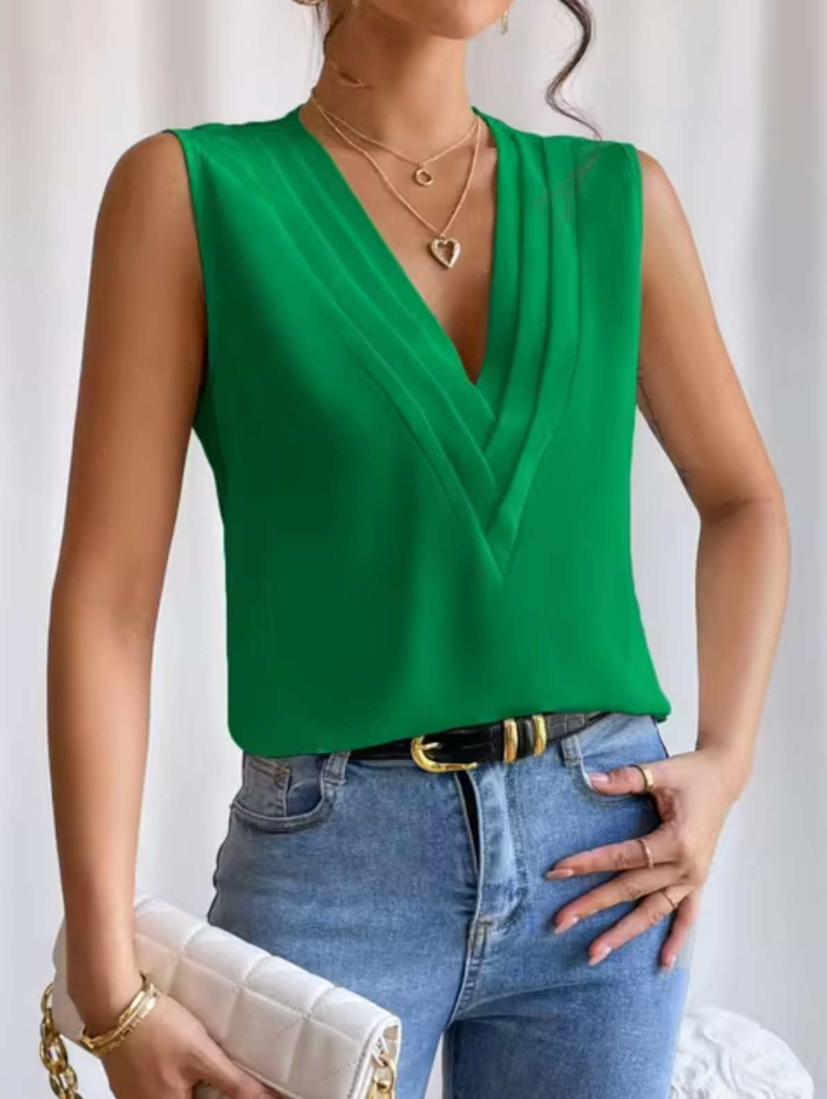 Marceline Fairfax | Elegant V-Neck Sleeveless Blouse for Women