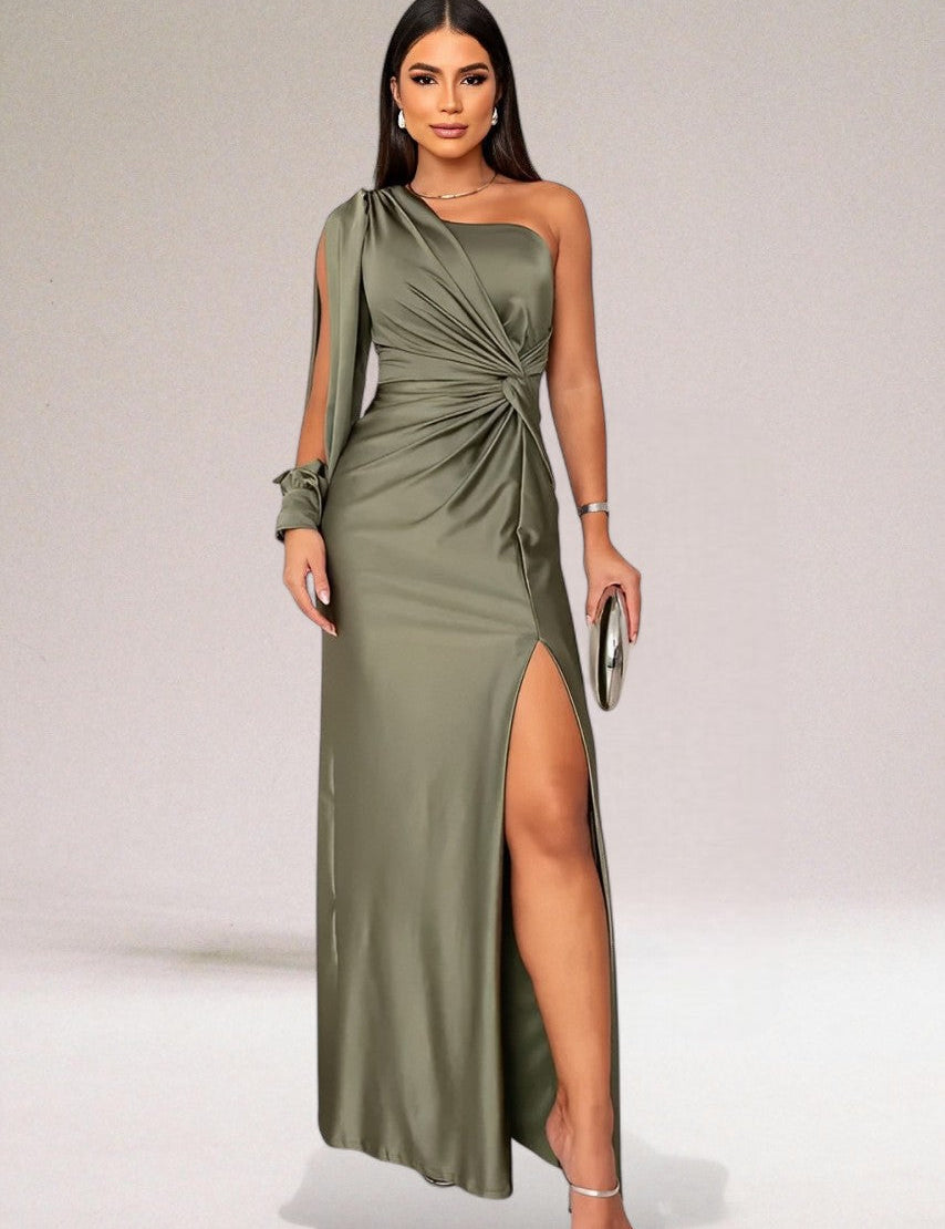 Marcella Grey | One-Shoulder Satin Maxi Prom Dress