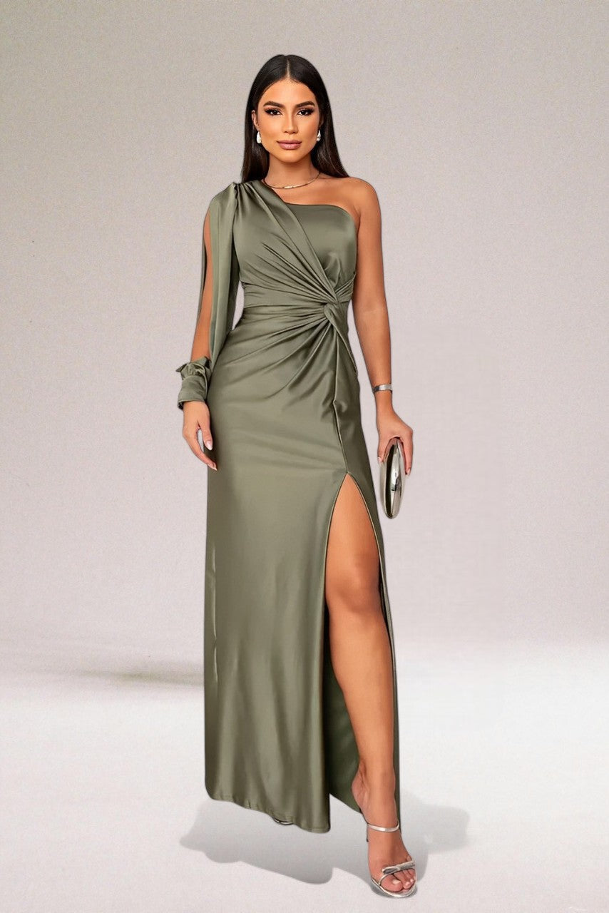 Marcella Grey | One-Shoulder Satin Maxi Prom Dress