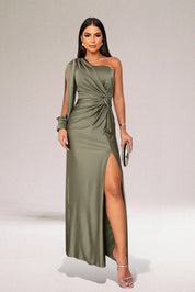 Marcella Grey | One-Shoulder Satin Maxi Prom Dress