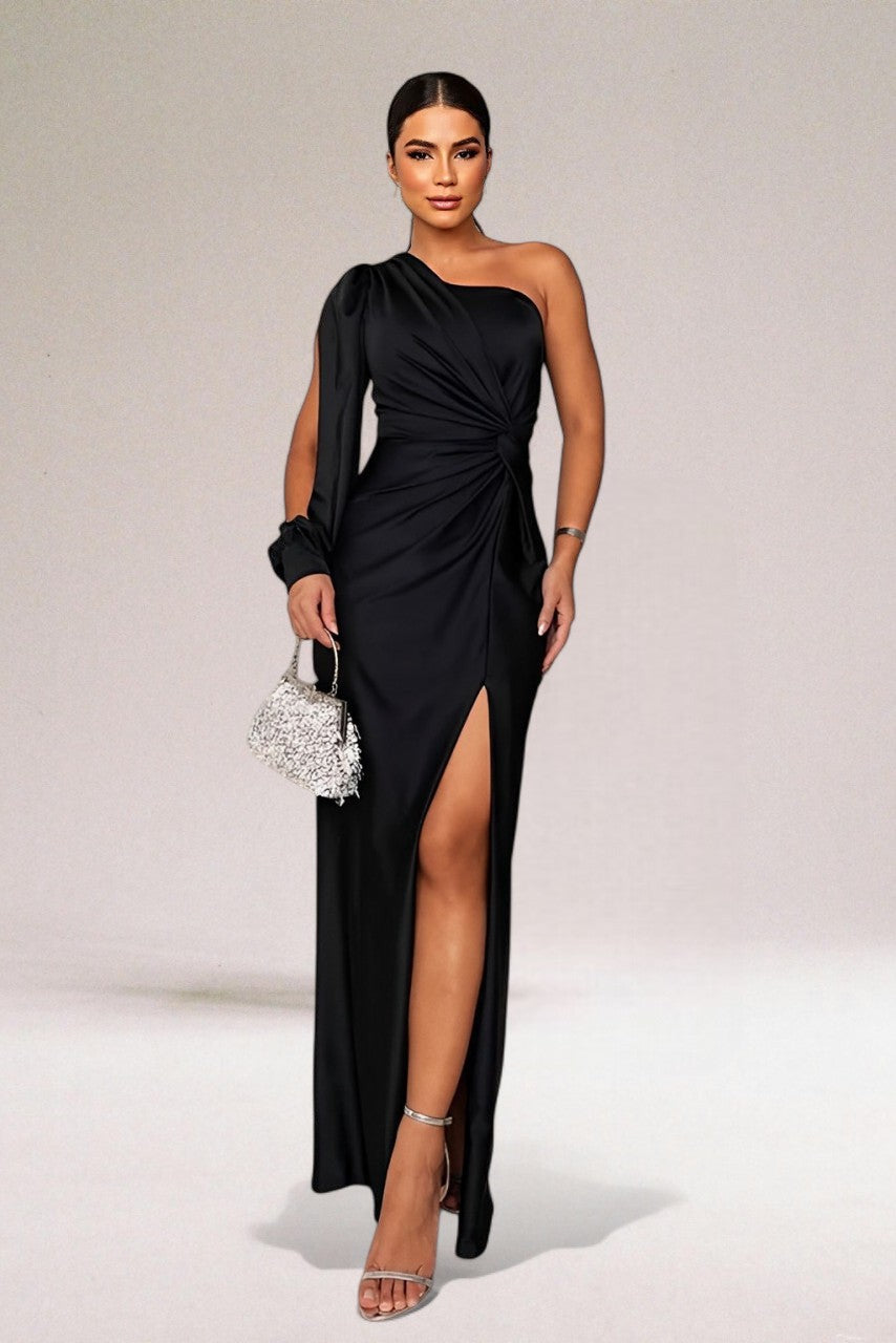Marcella Grey | One-Shoulder Satin Maxi Prom Dress