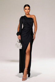 Marcella Grey | One-Shoulder Satin Maxi Prom Dress