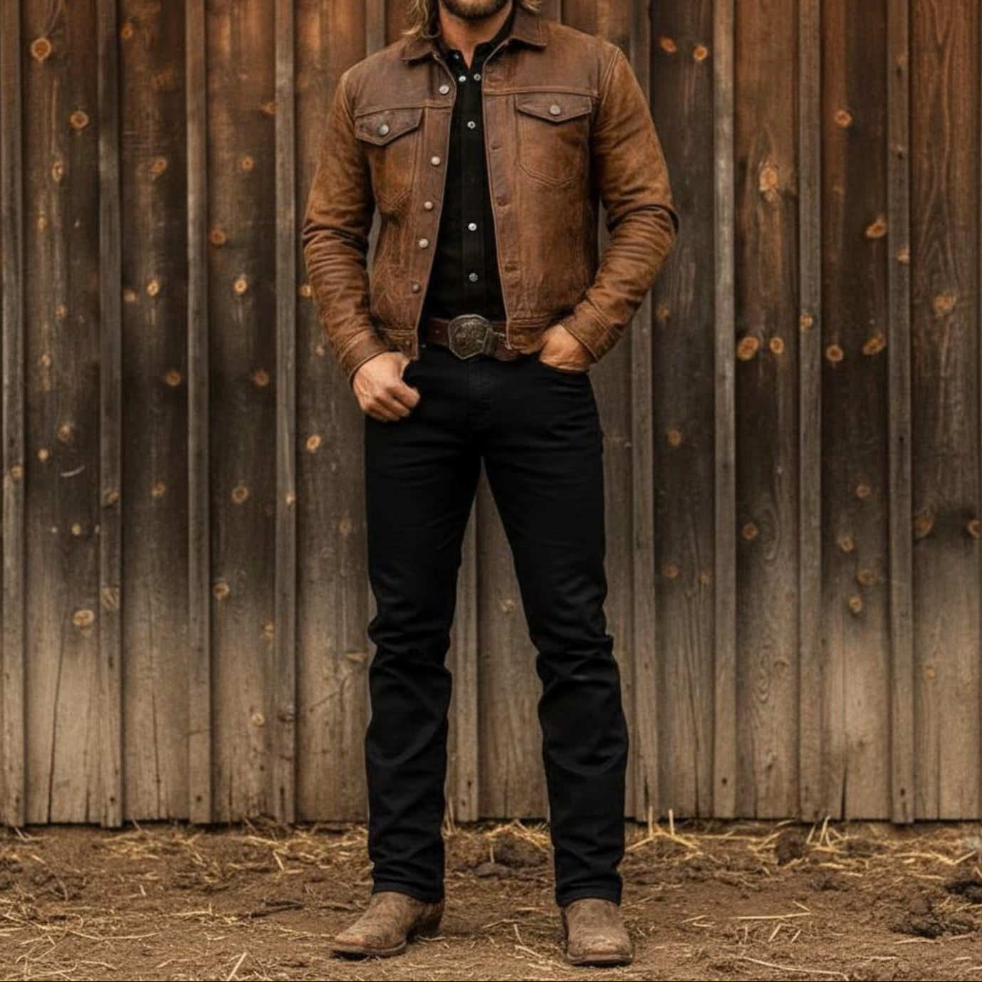 Marco Santini | Vintage Leather Trucker Jacket For Men