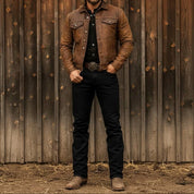 Marco Santini | Vintage Leather Trucker Jacket For Men