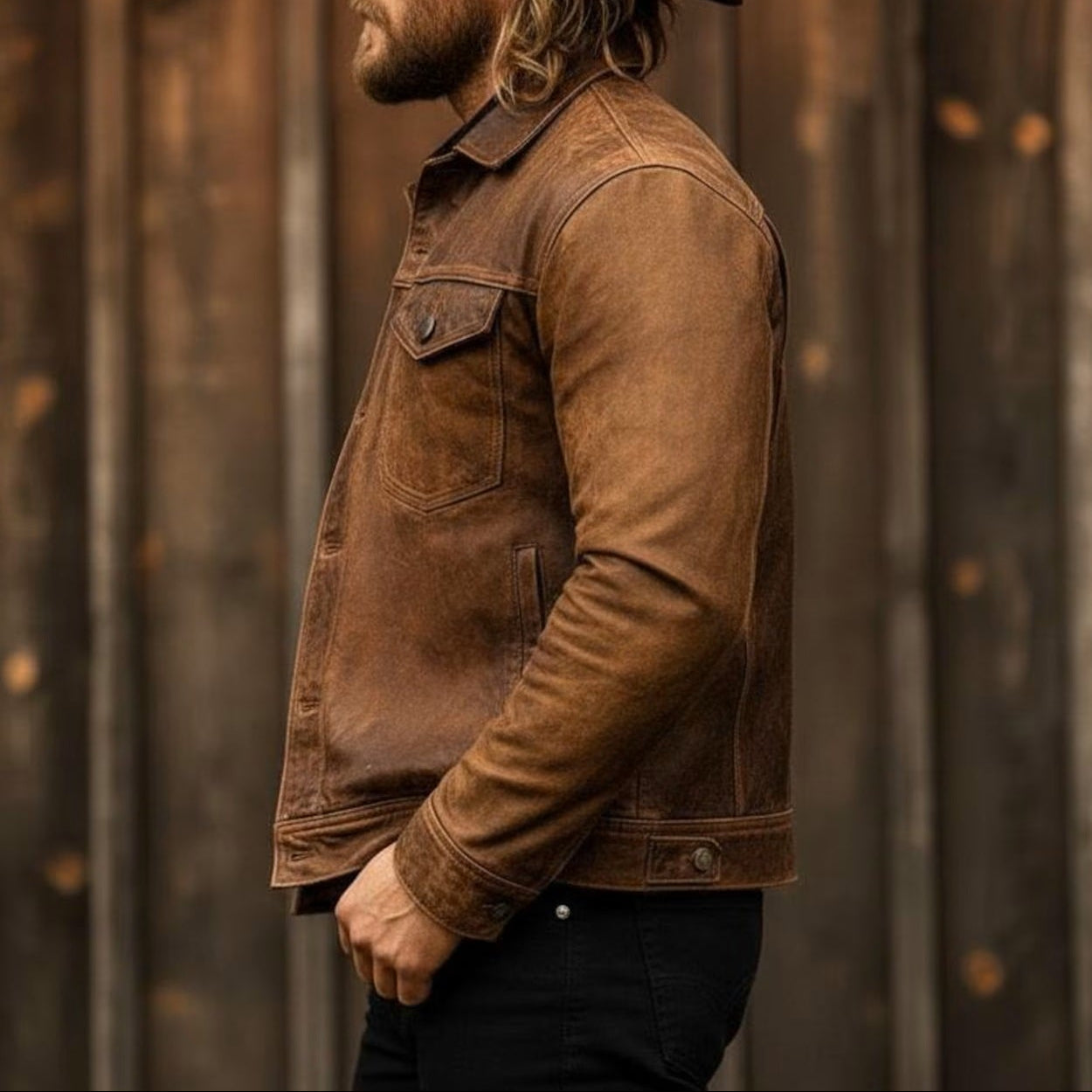 Marco Santini | Vintage Leather Trucker Jacket For Men