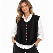 Gilet cardigan tricoté à boutons contrastants Margot Ellison