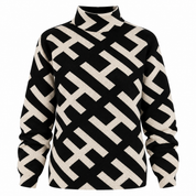 Marianne Kirkwood | Geometric Print Sweater With Mock Neck