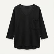 Marianne Oakes | Green Knit Sweater With Pocket Detail