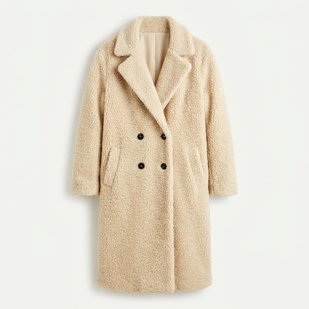 Manteau teddy en polaire Marianne Stanhope avec fermeture boutonnée sur le devant