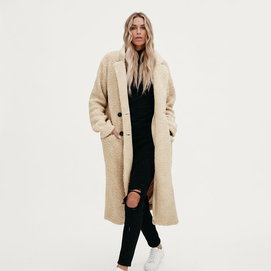 Manteau teddy en polaire Marianne Stanhope avec fermeture boutonnée sur le devant