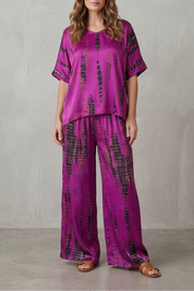 Tabitha Reynolds | Abstract Print Wide-Leg Lounge Set – Relaxed Luxury